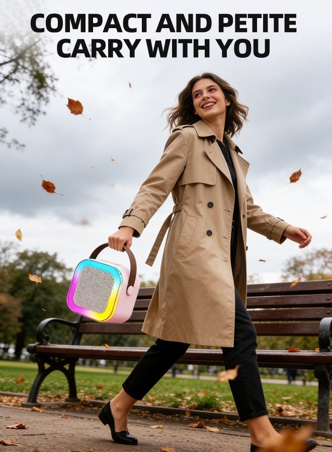 جهاز كاريوكي محمول بتقنية بلوتوث مع ميكروفون لاسلكي، وسماعة كاريوكي صغيرة بخمسة أوضاع إضاءة RGB، ومُغير صوت، وتقنية بلوتوث 5.3، مناسب للأطفال والكبار، للحفلات المنزلية، والسفر، والتوصيل بالتلفزيون. - Image 3